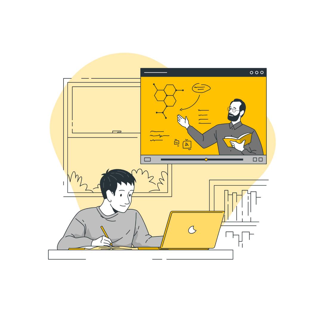 online hybrid learning instructional technologies illustration icon