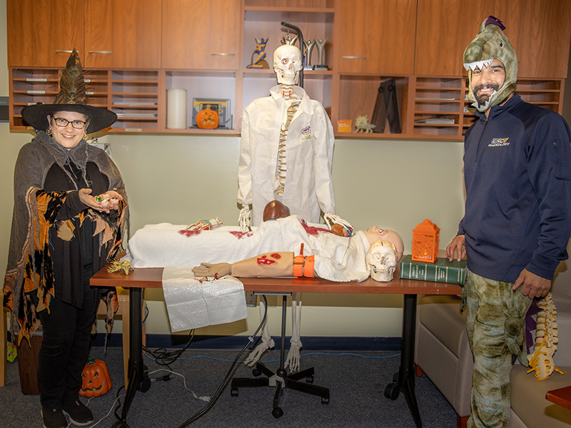 Skeleton and patient