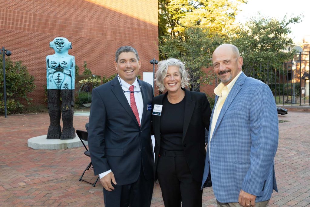Public Service Award, Michelle Schneider, Department of Social Work (‘91) (‘02 Master of Public Affairs), with Dean Mattacola