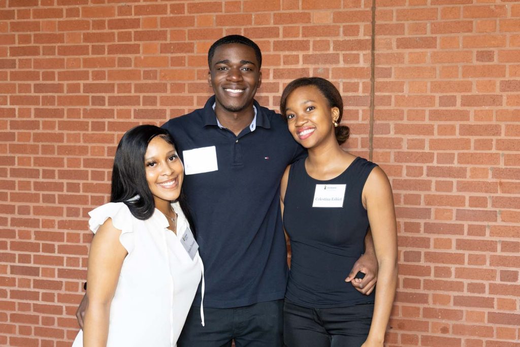 HHS Leadership Program students :NyAsia Dawson, Destin Oparaugo, and Celestina Eshiet 