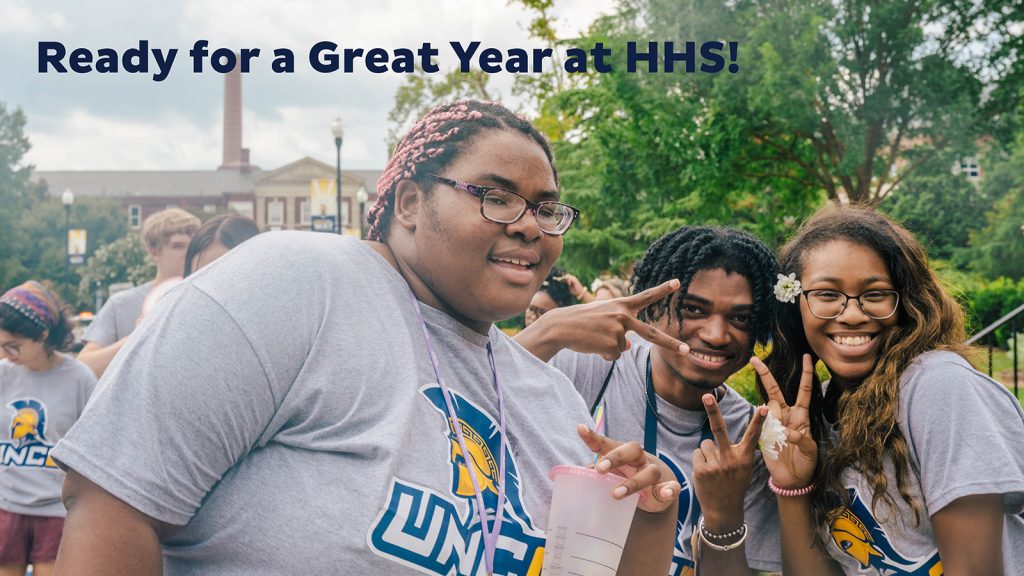 NAV1GATE 2023 where freshmen gather in Flemming gym for festivities and crucial information of how to navigate their academic journey at UNCG.